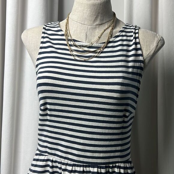 Old Navy Blue and White Nautical Sleeveless Fit and Flare Knee Length Dress - Picture 2 of 8